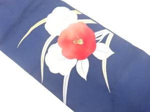 椿模様織り出し　名古屋帯